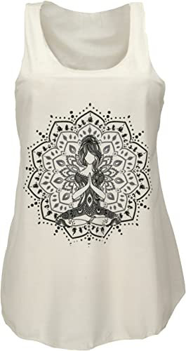 GURU SHOP Retro Art Tanktop mit Ethnodruck - Yogi Creme, Damen