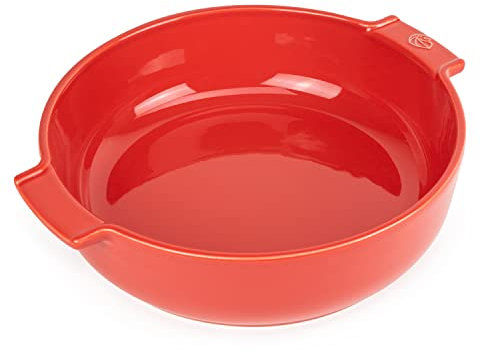 PEUGEOT - Plat Four En Céramique rond - 27 cm (anses comprises) - Diamètre : 23 cm x 6 cm - Contenance : 2,1 L - Garanti 10 Ans - Fabrication Française - Coloris Rouge