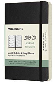 Moleskine Wochen Notizkalender, Taschenkalender, 18 Monate, 2019/2020, Pocket, A6, Soft Cover, Schwarz
