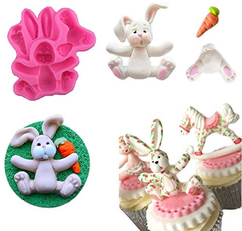3D Lapin De Pâques Lapin De Silicone Moule Fondant Gâteau Moules De Cuisson M116 Cupcake Outils Accessoires De Cuisine