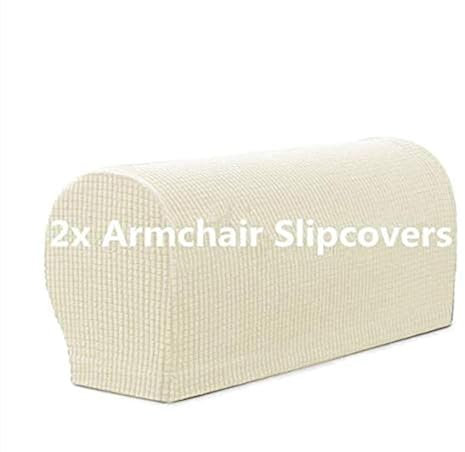 4 STK. Elastische Armlehnenbezüge, Armkappen, für Sessel, Sofa, Sessel, Couch Stretchy Armlehnenbezug, bequem, elastisch, wasserfest, Couch Armlehnenschoner (Elfenbeinweiß)