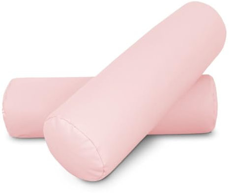 Happers Nackenrolle 2er-Pack 50x15cm aus Kunstleder Rosa. Nackenkissen zur Linderung von Haltungsschmerzen oder zum Schlafen