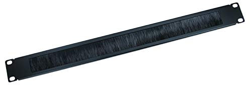 Ex-Pro 19 Inch Brush Strip Cable Management Panel, Sturdy 1U Rack Mount Brush Plate with Black Bristles - 1 PACK