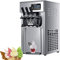 MNSSRN Large Capacity 3 Flavors Ice Cream Machine, Electric Commercial Desktop Stainless Steel Ice Cream Machine 1200W Smart Display Ice Cream Machine with Puffing Pump