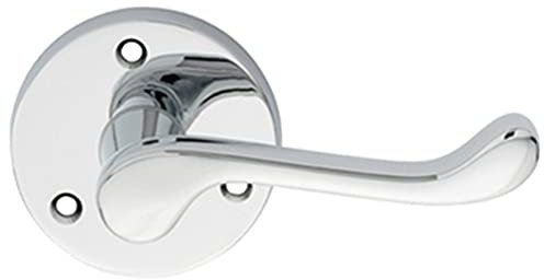PAIR Victorian Scroll Lever on 58mm Round Rose - Polished Chrome Door Handle | Traditional Door Handle Lever on Screwless Rose - Internal Door Hardware - Screws, Fixings and Spindle Included