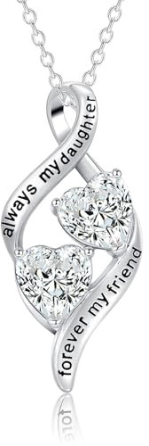 CERSLIMO Kette Silber 925 Halskette Herz Zirkonia Schmuck Geschenke für Tochter von Mutter Damen Frau Geburtstag Weihnachten Erntedankfest Kindertag