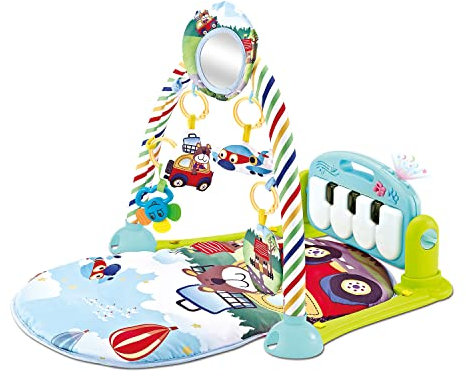 KikkaBoo Spieldecke für Babys, Klavier, Fitnessstudio ab Geburt, Bögen mit interaktiven Spielzeugen, Musik und Lichtern, Motorentwicklung, Minze