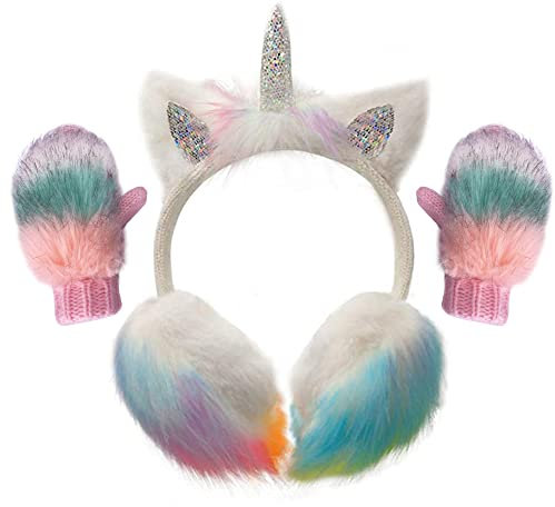 Gifts Treat Cache-oreilles unisexe pour enfant - Motif animal, Cache-oreilles argentés et peluche, 7-13 ans