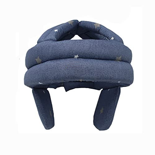 Kyowoll Anti-Fall-Kopfschutzhelm, älterer Hut Gesundheitsschutz Atmungsaktive Anti-Shock-Kappe Anti-Fall-Kopf-Schwammsicherheit, Verstellbarer Kopfschutz-Hut mit Klettverschluss (Blau)
