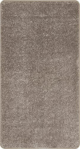 misento Teppich - Shaggy klassischer einfarbig Wohnzimmerteppich Schlafzimmer Esszimmer taupe 50 x 80 cm
