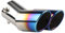 ETOPARS 62mm Tubo de Escape del Coche Universal Tubo de Punta de Silenciador de Escape Acero Inoxidable Tubo de Extremo Cola Final Automóviles Salida Doble Curva Azul