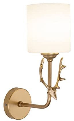 Nordische moderne Glas Wandleuchte Geweih Wandlampe Leuchten minimalistisches Design Wandleuchten kreative Gang Wandleuchte für Wohnzimmer Schlafzimmer Flur (Gold)