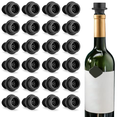 WOTOR Tapón de Vacío y Sellador de Botellas Reutilizable Que Mantiene el Vino Fresco (24 Tapones)