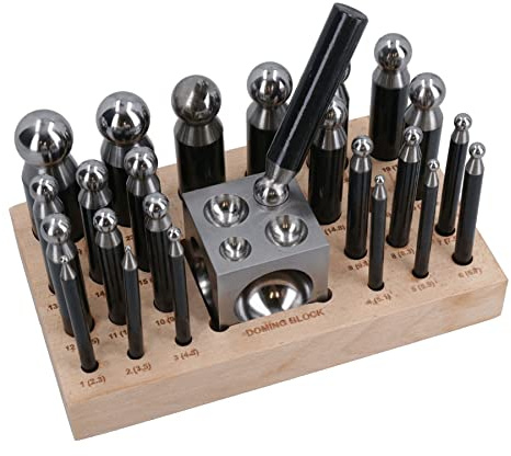 Steel Doming Block and Punch Set Craft Dapping Jewellery Shaping Kit 25pc