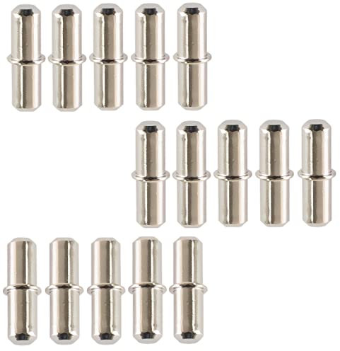 15 Stück Bodenträger aus Metall [Ø 5mm x Länge 17mm] für Einlegeböden | Fachträger | runde Regalstifte Träger vernickelt aus Metall | 20er Set - Steckbodenträger | Fachbodenträger für Holz und Glas