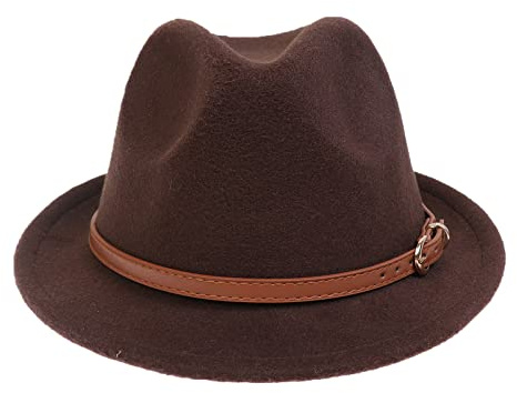 NiceYnn Damen Herren Wolle Panama Hut Curl Krempe Jazz Fedoras Gangster Trilby Kirche Hut Homburg 1920er Vintage Manhattan Filz Cap 56-58 cm