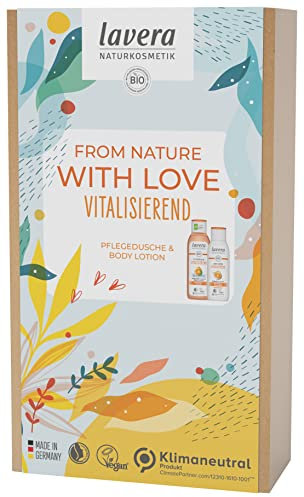 lavera Geschenkset - From Nature with Love - Vitalisierend mit Organgenduft - Naturkosmetik - vegan (1x 200 ml & 1x 250 ml)