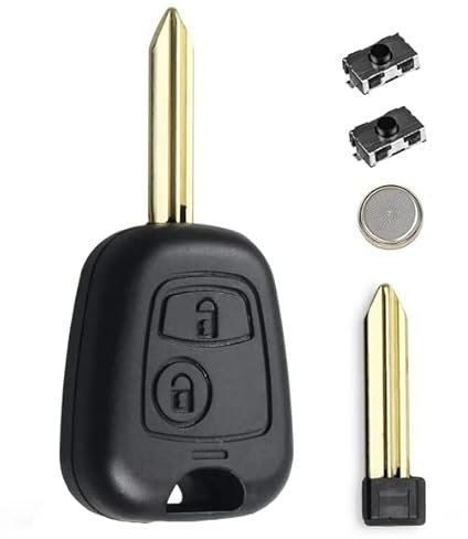 LAKAMODO Coque Plip Clé Télécommande pour Citroen Xsara Picasso Berlingo Saxo sans vis +2 Switchs Bouton +Pile (1-Berlingo sans Vis)