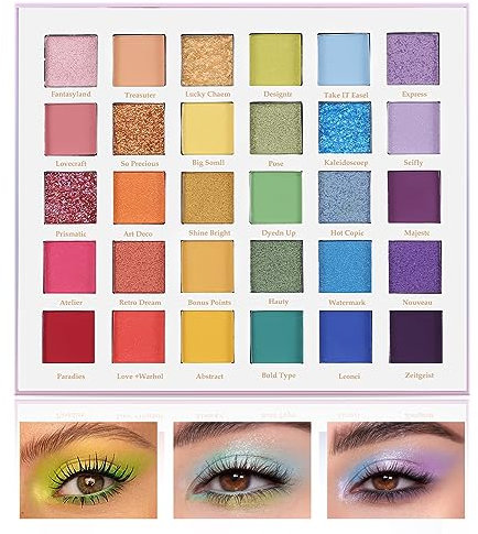 Boobeen 30 bunte Lidschatten-Palette, Regenbogen matt & schimmernde Lidschatten-Pulver-Set, leuchtende Farbe Gesicht Pulver Make-up für Bühne Kostüm