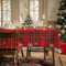 AIBIIN Weihnachtliche Karierte Tischdecke für Familienessen, rotes Schottenkaro Schneeflocken Weihnachten wasserdicht, Tischdecke für Esszimmer, Picknick, Geburtstag, Party, Tischdekoration 132x182cm