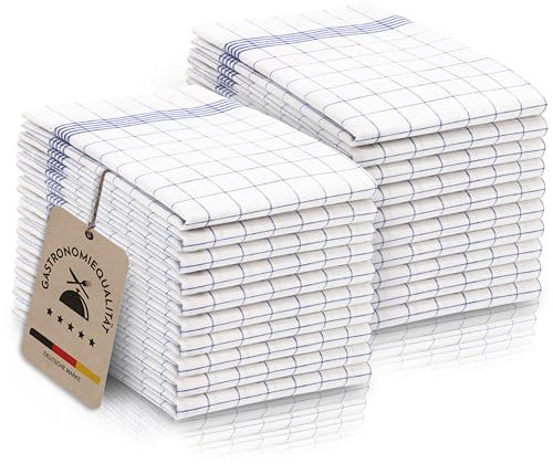ZOLLNER 20er Set Geschirrtücher Baumwolle in 50x70 cm - super saugstarke und langlebige Küchentücher - waschbar bis 95°C – in blau weiß kariert - Gastronomiequalität - Oeko Tex® Zertifiziert