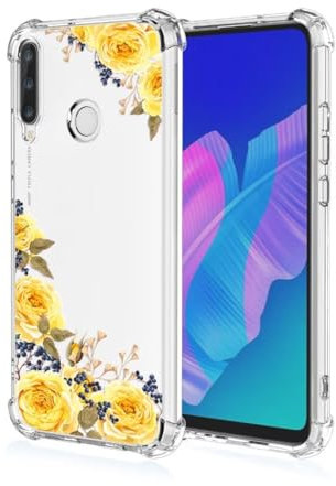ATISIJIE Custodia per Huawei P40 Lite,Fiore Fiori Trasparente con Disegni in Morbido Silicone TPU Custodia per Huawei P40 Lite-A53