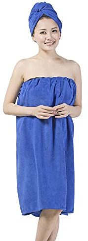 ITODA Paréo de Bain et Serviette de Cheveux en Microfibre pour Femme set Peignoir avec Bonnet de Douche 2 en 1 Robe Serviette de Bain Séchage Rapide Peignoir 70 * 140CM pour Voyage Spa Piscine Hôtel