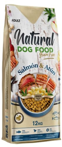 Natural Dog Food Grain Free de SALMÓN y ATÚN. Pienso para Perros Sensibles, pienso bajo en Grasa, Perros con Alergias e Intolerancias Alimentarias, Hipoalergenico (Hypoallergenic) (12 KG)