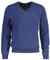 GANT Men's Extra fine Lambswool V-Neck Sweater, Stone Blue Melange, M