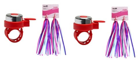 Toddmomy 4stücke Mädchen Fahrrad Griffe Mit Quasten Und Set Bunte Dekorationen Für Roller Und Fahrräder Violette Und Rosa Fransen Mit Roter Glocke Zubehör Für Mädchen