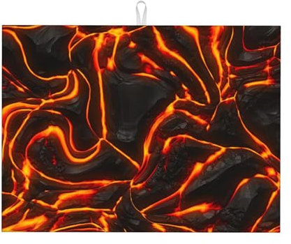 Fuego de fisura quemada caliente, Alfombrillas para secar platos, alfombrilla absorbente para escurridor de platos para fregadero de cocina, almohadilla de secado de 41x46 cm