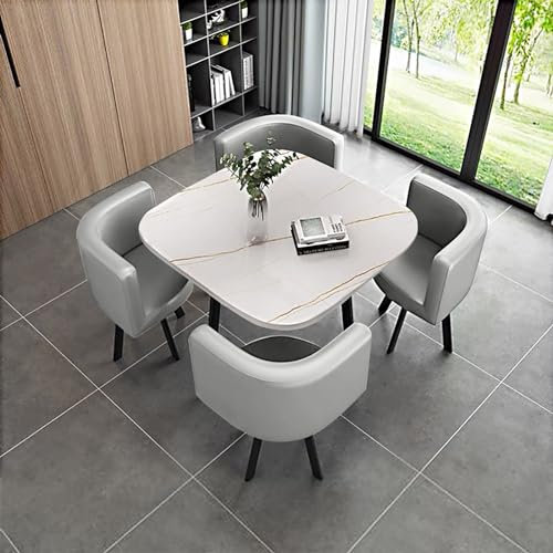 Quadratisches Esstisch-Set mit Stühlen, Business-Esstisch-Set, platzsparende Möbel, Moderne Kombination aus Esstisch und Stuhl für Geschäftsverhandlungen, geeignet für Lounge, Wohnzimmer (Farbe: Hel
