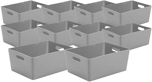 Fixtures Business & Homewares Studio Storage Baskets Grey Sized Wham 5.02 (10 Pack), Shelf Storage, Wardrobe Storage, Display Boxes