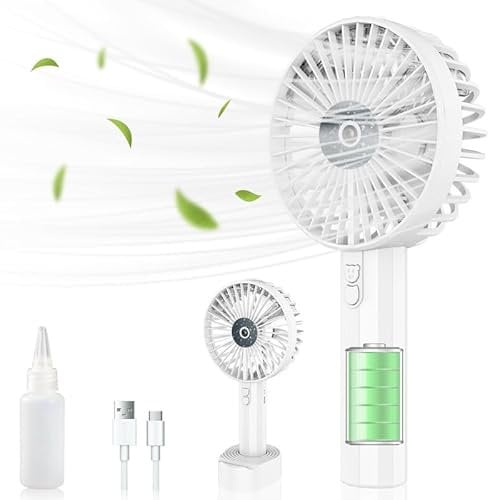 Handheld Fan with Water Mist Spray-Portable Hand Fan Rechargeable Battery Powered,Usb Mini Small Silent Personal Powerful Hand Held Fans,Little Handbag Pocket Child Safe Fan,Outdoor Cool Travel Fan