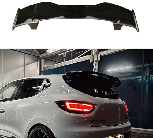 LwwGji Alerón Trasero de Techo de Coche para Renault Clio, Alerón Trasero de Plástico ABS, Aspecto Negro Brillante/Carbono,Gloss Black