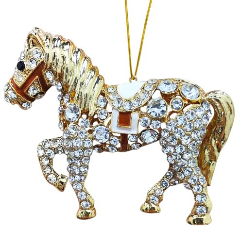 Pferd Weihnachten Ornament 2025, Pferd Ornamente für Weihnachtsbaum, Metall Pferd Ornament mit Strasssteinen, Pferd Geschenke für Frauen, Mädchen Pferd Geschenke für Pferdeliebhaber