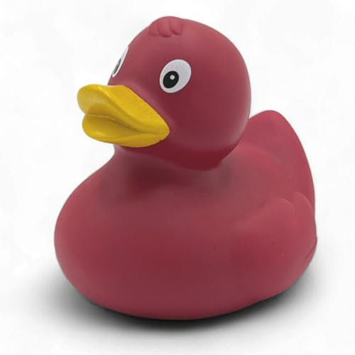 Quietscheente Renate Regenbogen Red Star, eine original Badeente von SUPERLOTTI®, der Qualitätsmarke für Kinder! Nur echt in der Apfelbox!