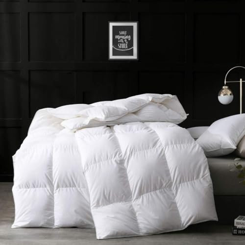 APSMILE Daunendecke 155x220 Winter Bettdecke Dicke füllung Sehr Warm, Hohe Flauschigkeit Gänsedaunen und Federn, Winterdecke 155x220 aus Ägyptische Baumwollmischung, Allergiker Natur Duvet