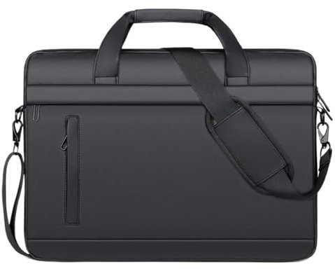 QAUUCP Malette Homme Porte-Documents for Hommes, Sac d'affaires en Cuir, Sacs à bandoulière, Sac à Main de Bureau étanche, Sac for Ordinateur Portable de 15 Pouces(Black)