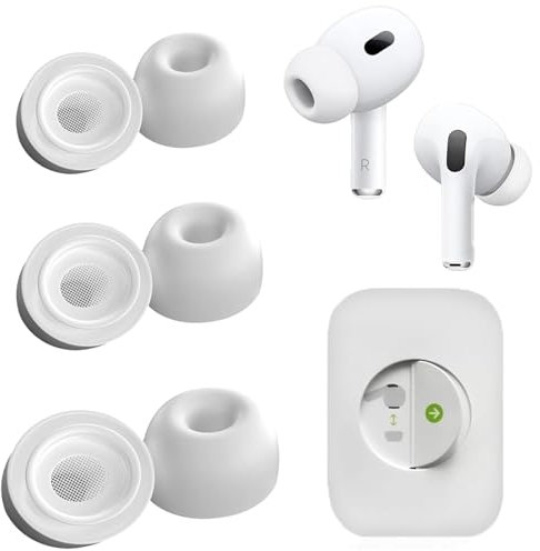 Adhiper Replacement Airpods Pro Ear Tips for Airpods Pro 2nd Generation with Noise Reduction Hole, Silicone Eartips for Airpods Pro with Storage Packaging, Fit in The Charging Case (S/M/L)