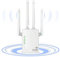 Repeteur WiFi Puissant, Amplificateur Wi-FI 1200Mbps Double Bande 5GHz/2.4GHz, 4 Antennes, amplificateur de Signal sans Fil avec Port Ethernet， Wi-FI Extender Compatible avec Toutes Les Box Internet