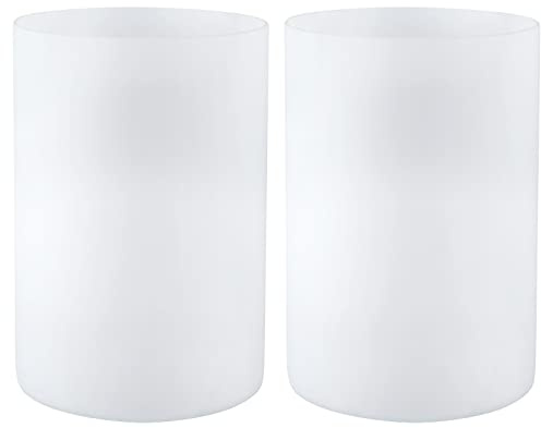 Skelang 2 pantallas de cristal sin labios, cubierta de luz cilíndrica con apertura de ajuste, repuesto para candelabro, colgante, luz de tocador de baño, blanco ópalo esmerilado