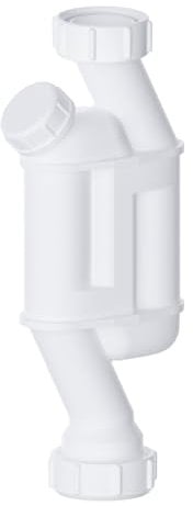 PlumbEZ Straight Through Trap - 32mm Pedestal Trap 1.1/4 with Cleaning Eye for Basin Waste, Straight Sink Trap with Multi-Fit Outlet