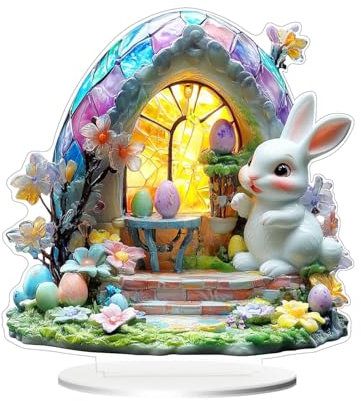 Osterdeko Aufsteller, 2D Ostern Deko Hase aus Acryl, Tischdeko Ostern zum Hinstellen, 2025 Neu Osterdekoration, Osterhasen Figuren, Osterdeko Modern, ideal für Ostern Partydeko (A)