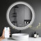 Badspiegel mit Beleuchtung 70cm - LED-Badezimmer-Spiegel Rund mit Bluetooth, Beschlagfrei, Touch-Schalter, Dimmbar,3 Lichtfarben, Speicherfunktion - Badezimmerspiegel Schwarz Metallrahmen