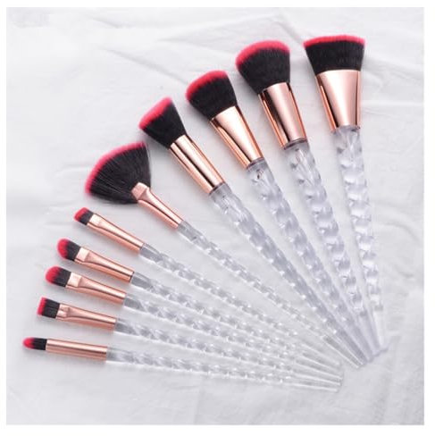 WJIAYAO Set de brochas cosméticas Juego de 10 brochas de Maquillaje con Mango de Cristal de Diamante for difuminar y aplicar Base.(Color1)