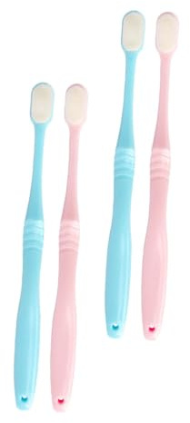 Japanische Zahnbürste mit Weichen Borsten -pack aus Pp für Erwachsene | Einzelne Transparente Schutzkappen, Ergonomische Form, Manuelle Ausführung im Kompakten 4 Stück