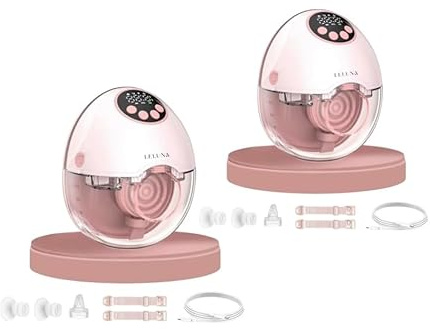 LeLuna Boutique Electric Breast Pump, Wireless Hands-Free, 4 Modes, Portable, Rechargeable, 180ml Capacity, 24mm Flange, White, Medical Grade Silicone, BPA-Free (1)
