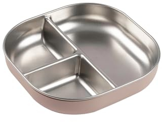 BÉABA, Plato Para Bebés Divididos con Compartimentos, apto para microondas, antideslizante, con funda de silicona, irrompible, bordes altos ergonómicos, apto para lavavajillas, Algodón De Azúcar