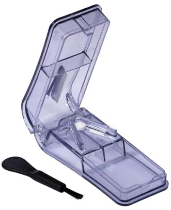 LARO Premium Tablettenteiler & Pillenschneider Grau mit Reinigungsbürste 96 Stück Präziser Medikamententeiler, Anzahl:96